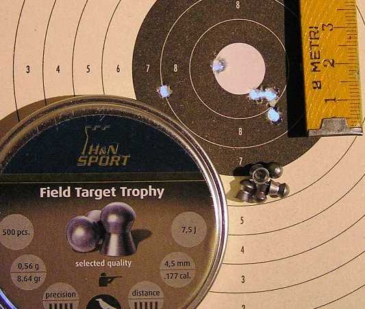 5 colpi con H&amp;N  FTT g. 0,56 4,52  inscritti in cerchio di  33 mm