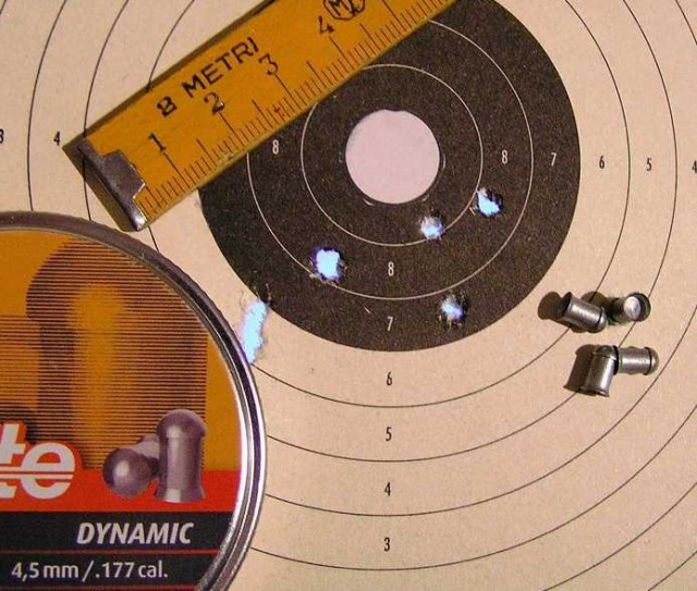 7 colpi con Excite Dynamic g. 0,52 4,50 in lega stagno  inscritti in cerchio di  44 mm